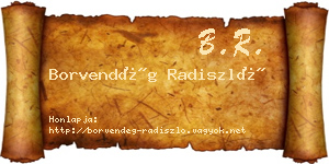 Borvendég Radiszló névjegykártya